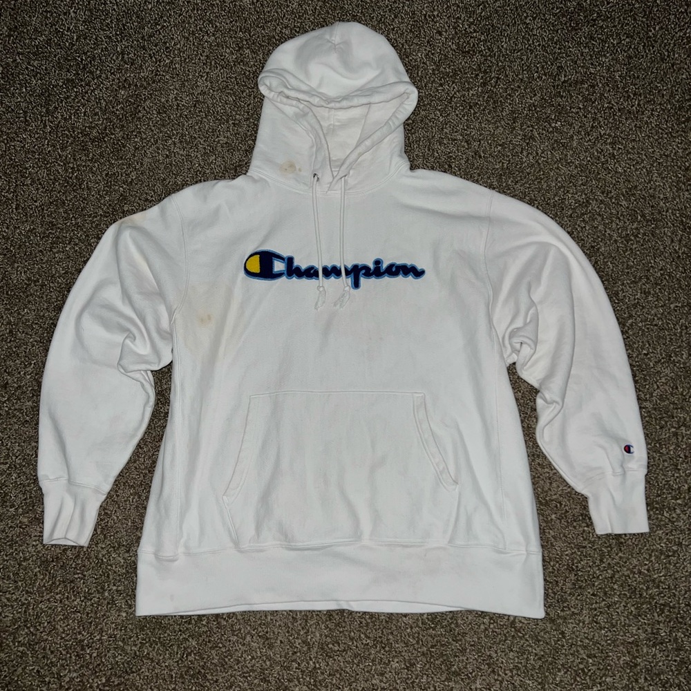 Champion Vintage OG White Blue Yellow Hoodie